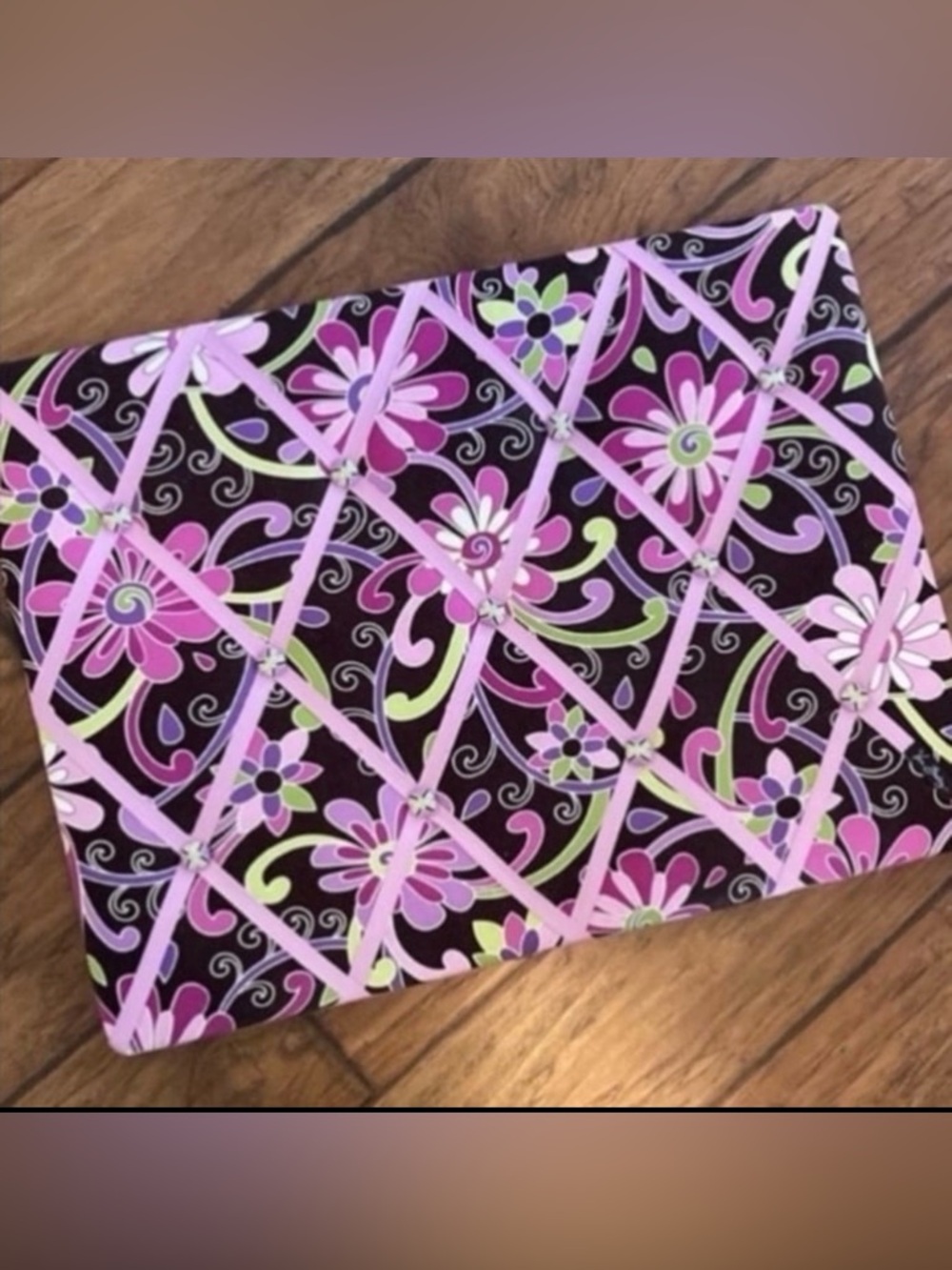 Vera Bradley purple punch ribbon bulletin board photo board 18x24”